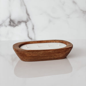 Natural Wood Dough Bowl Soy Candle